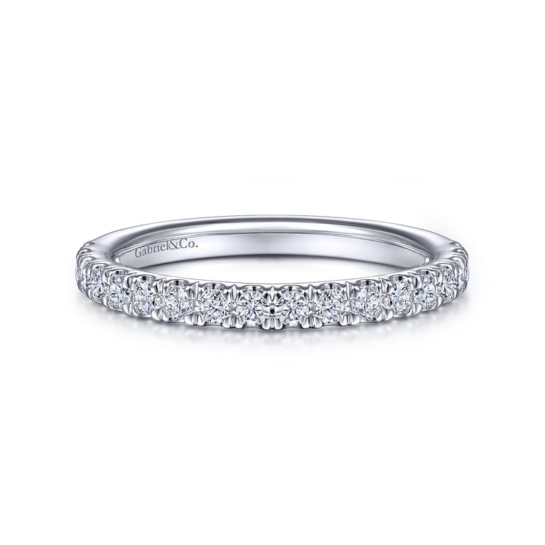 14K White Gold Matching Wedding Band - 0.43 ct - Shot 1