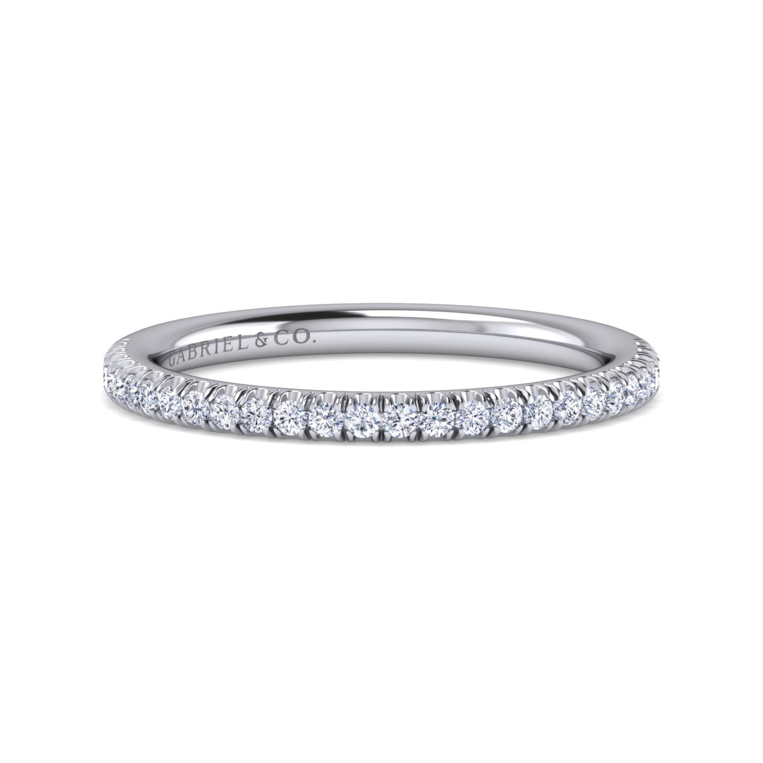 14K White Gold Matching Wedding Band - 0.2 ct - Shot 1