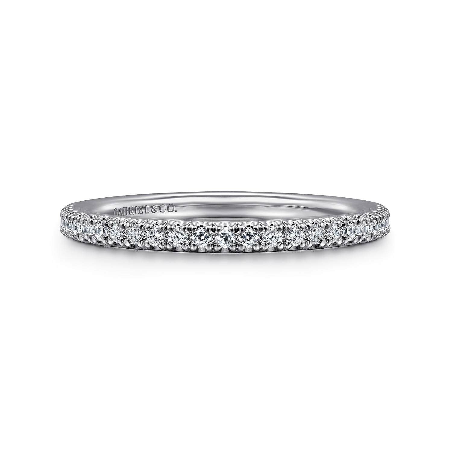 14K White Gold Matching Wedding Band - 0.2 ct - Shot 1