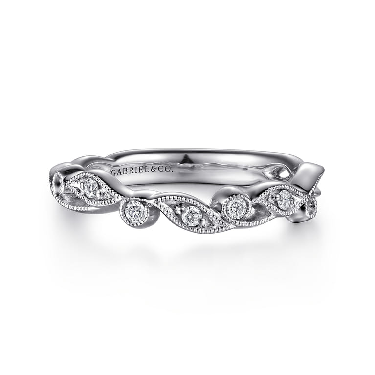 14K White Gold Matching Wedding Band - 0.07 ct - Shot 1