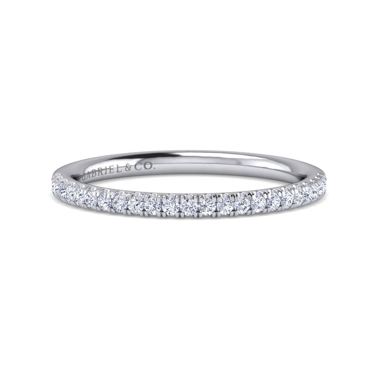 14K White Gold Matching Wedding Band - 0.16 ct - Shot 1