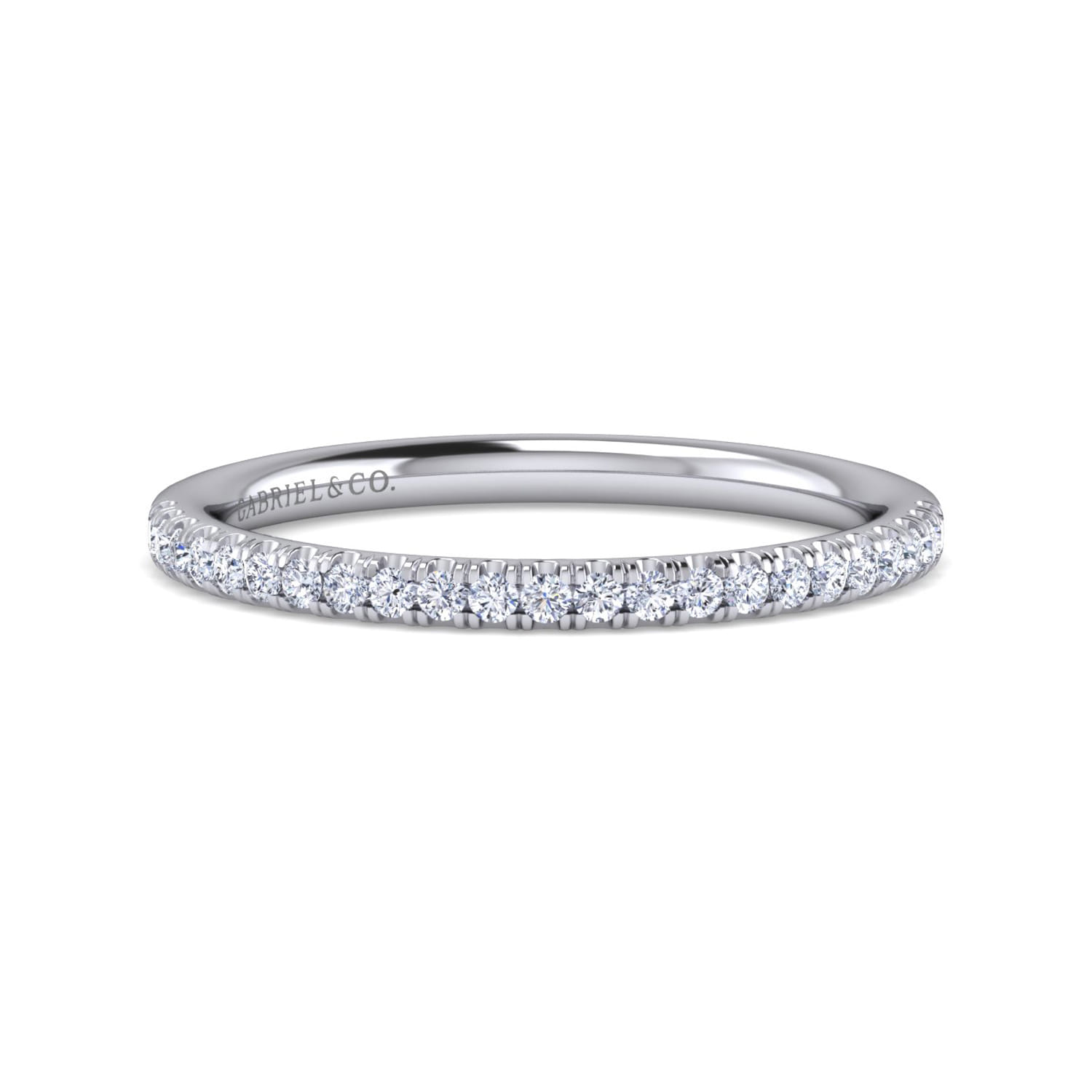 14K White Gold Matching Wedding Band - 0.16 ct - Shot 1