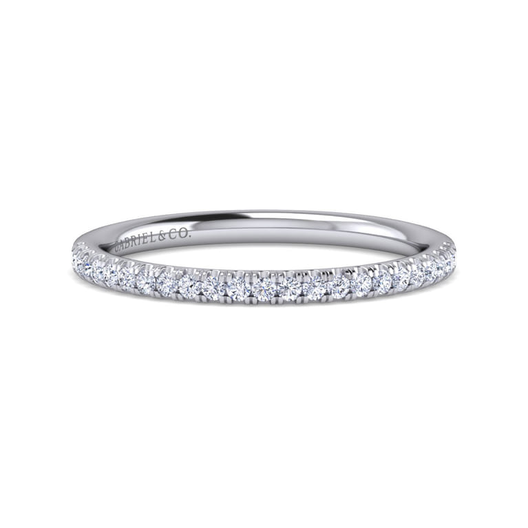 14K White Gold Matching Wedding Band - 0.16 ct - Shot 1
