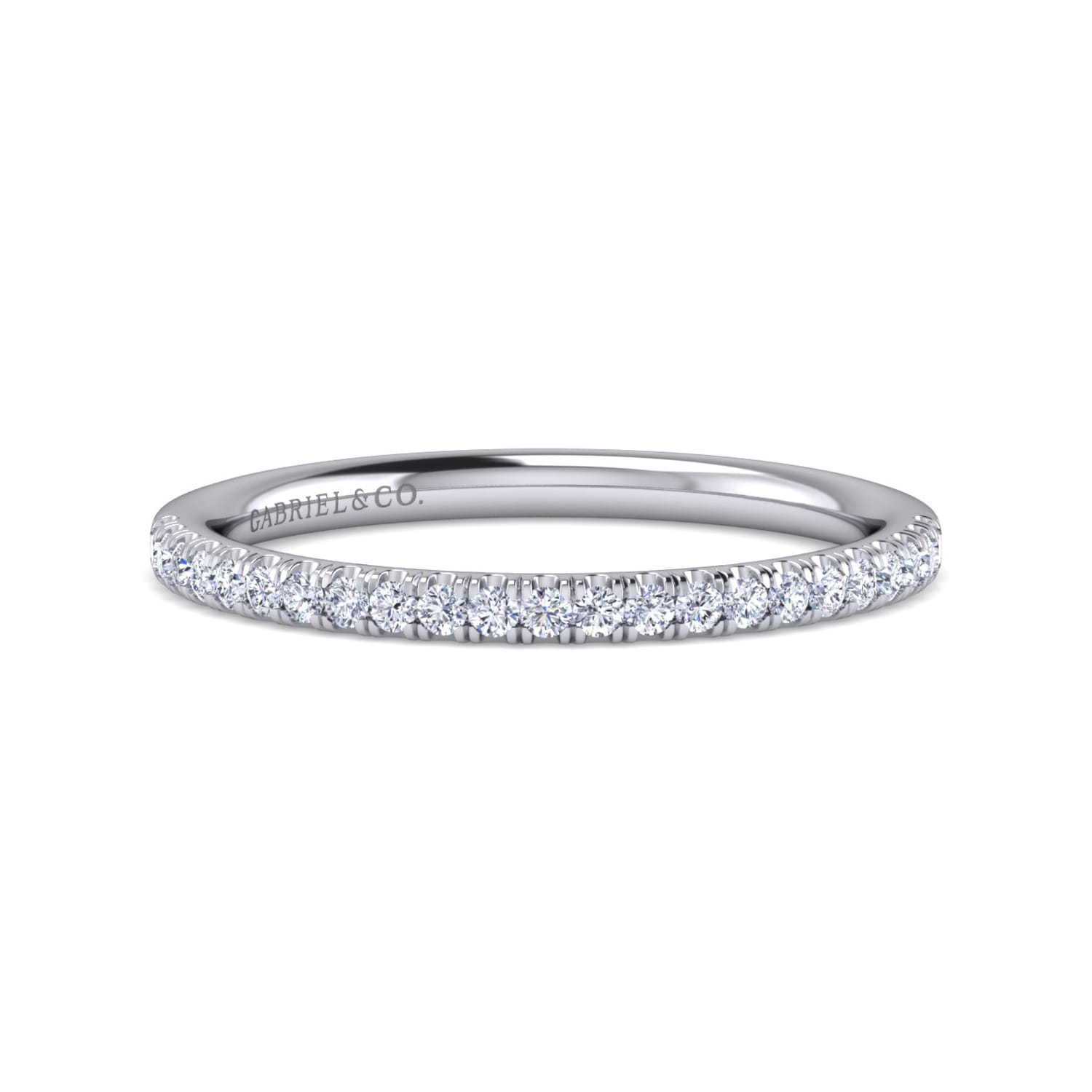14K White Gold Matching Wedding Band - 0.16 ct - Shot 1
