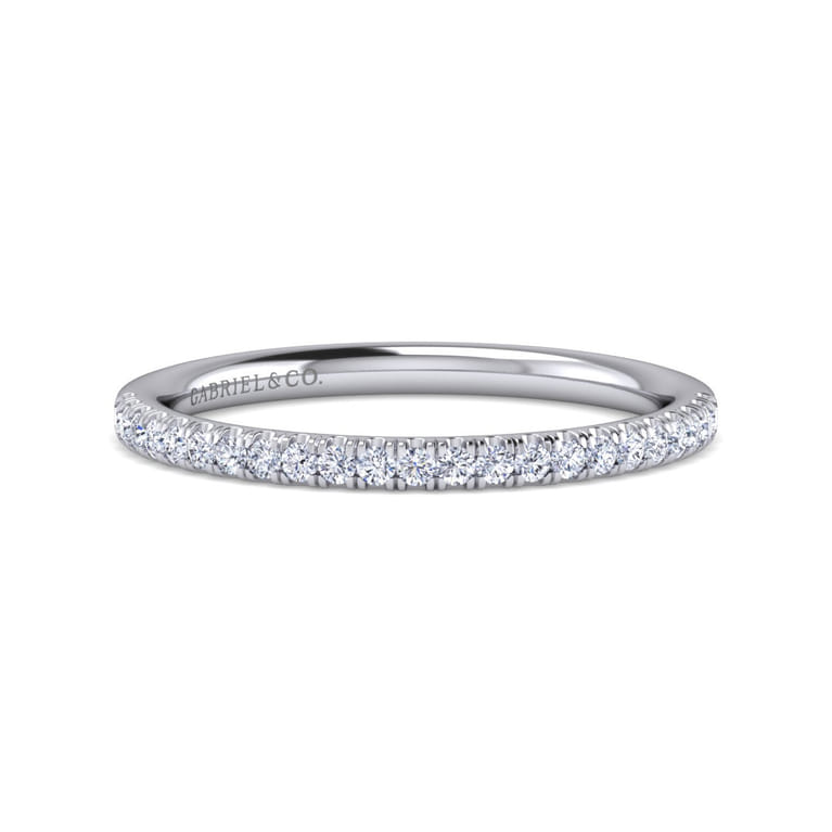 14K White Gold Matching Wedding Band - 0.16 ct - Shot 1