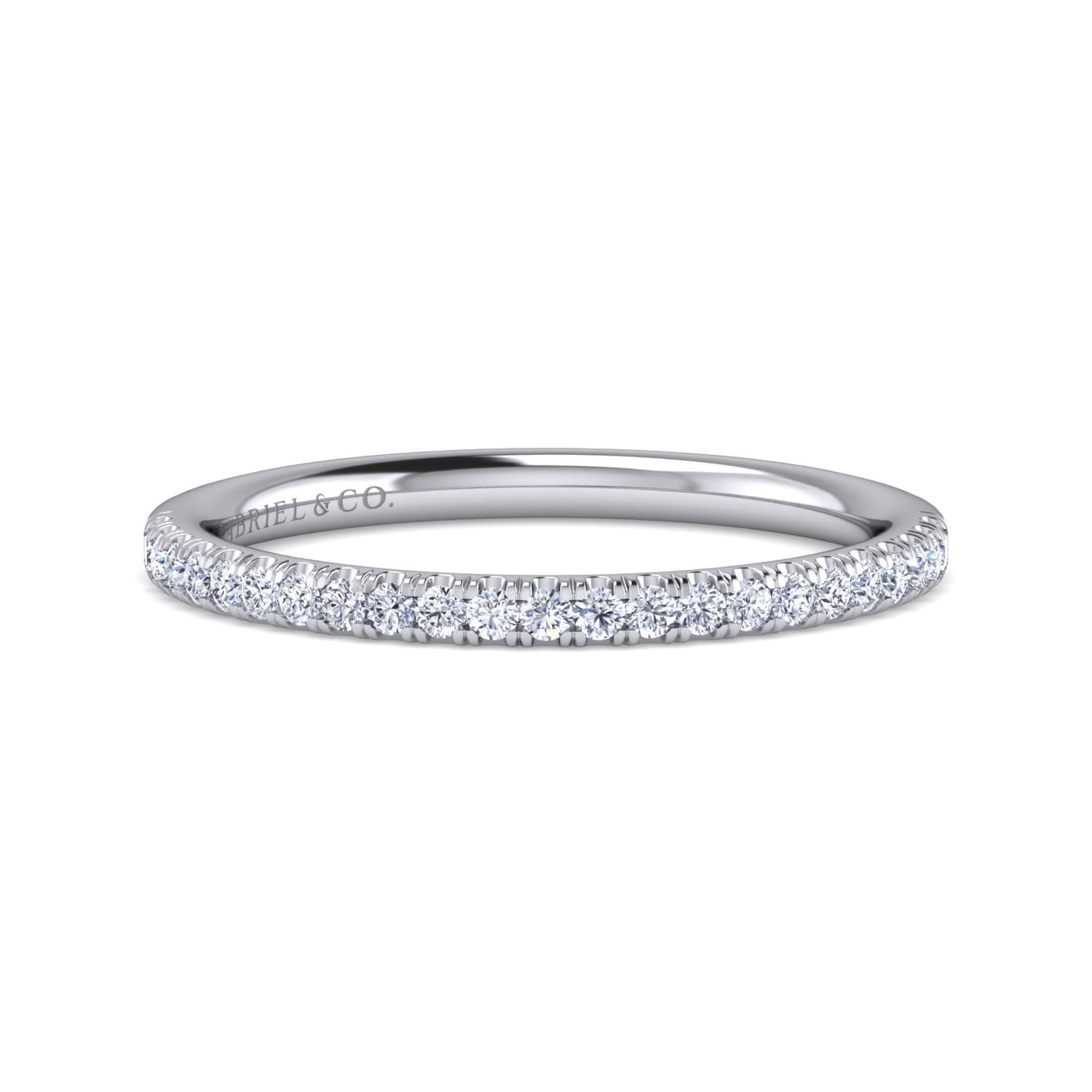 14K White Gold Matching Wedding Band - 0.16 ct - Shot 1