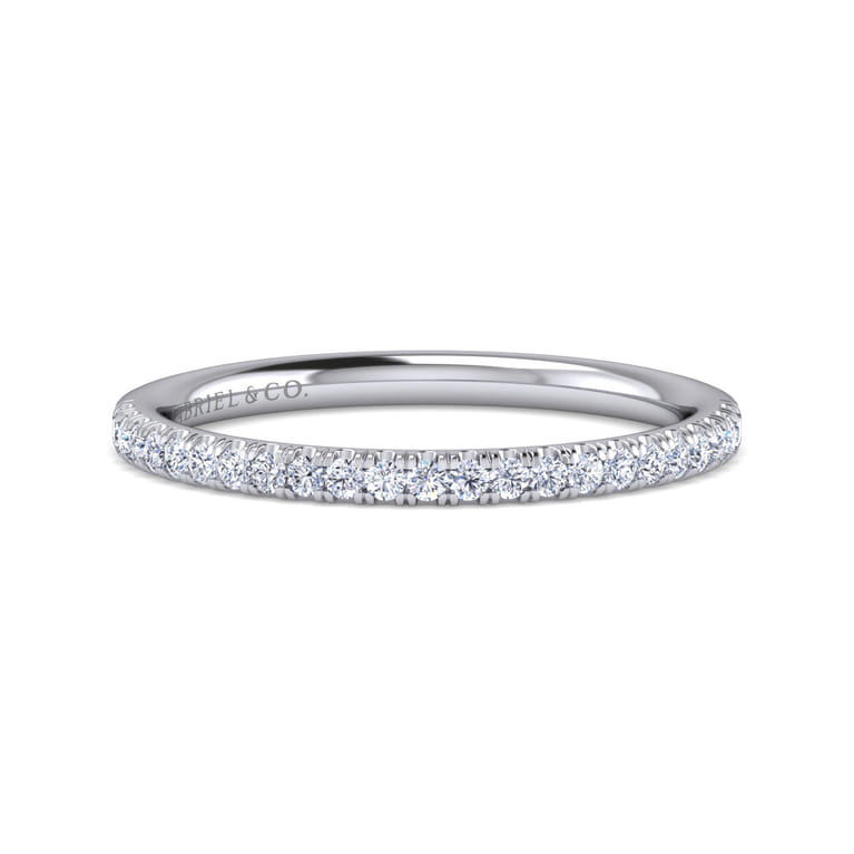 14K White Gold Matching Wedding Band - 0.16 ct - Shot 1