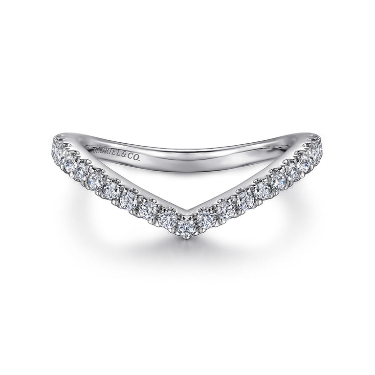 14K White Gold Matching Wedding Band - 0.27 ct - Shot 1