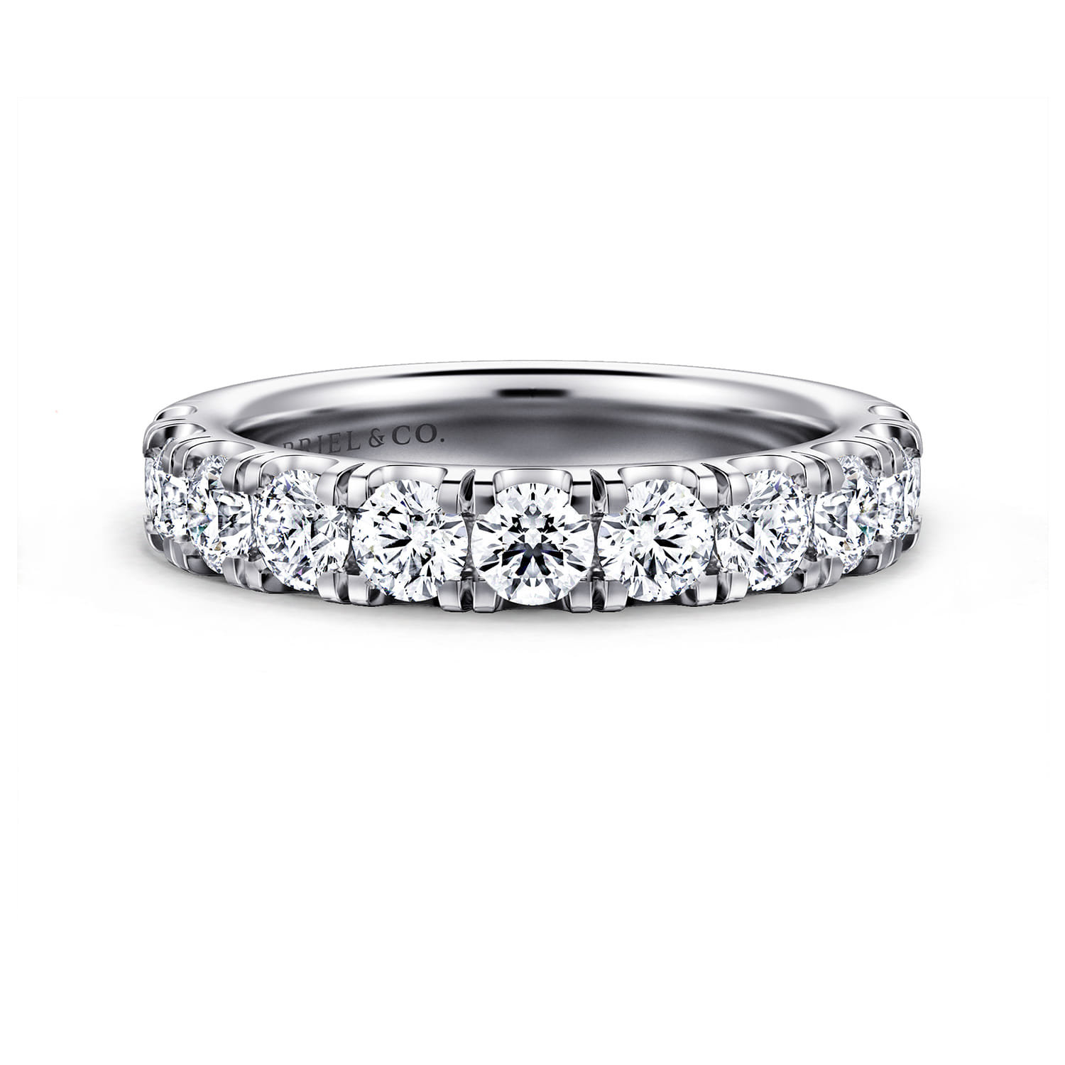 14K White Gold Matching Wedding Band - 1.5 ct - Shot 1