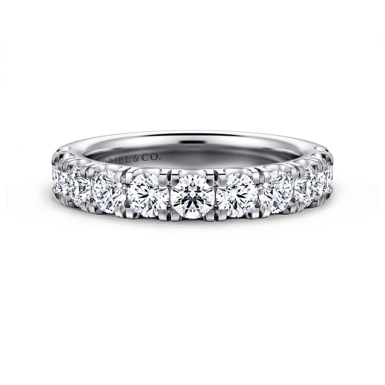 14K White Gold Matching Wedding Band - 1.5 ct - Shot 1
