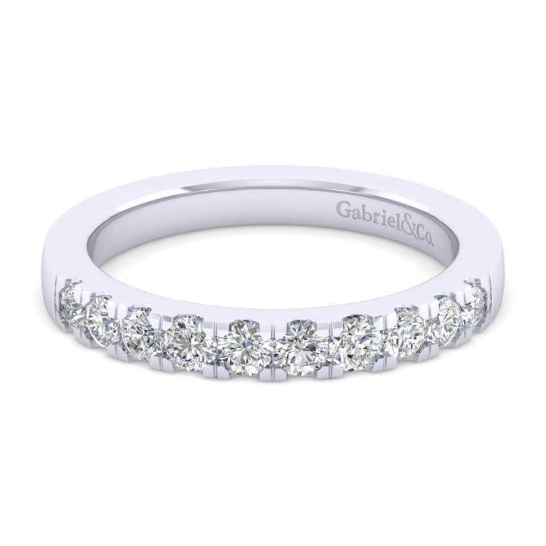 14K White Gold Matching Wedding Band - 0.39 ct - Shot 1