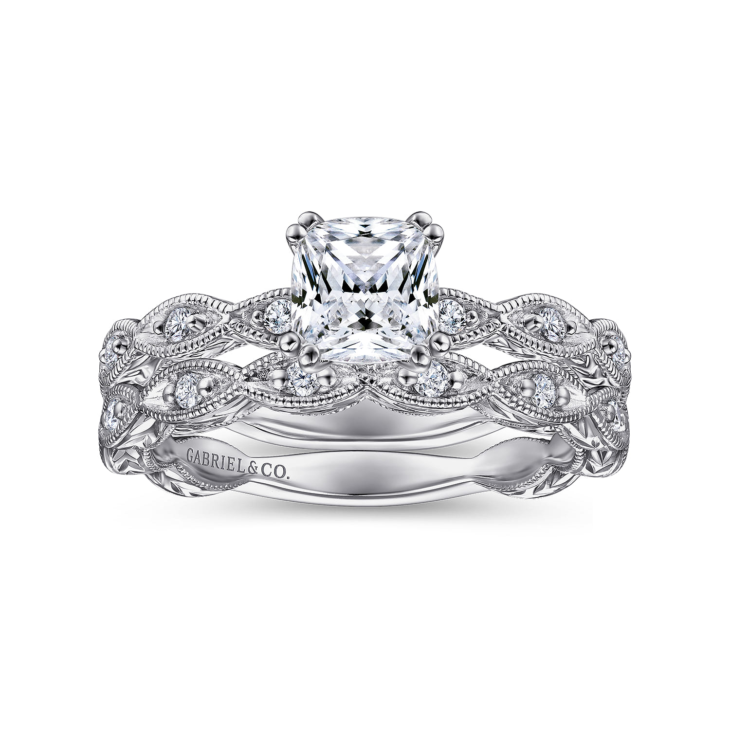 14K White Gold Matching Wedding Band - 0.12 ct - Shot 4