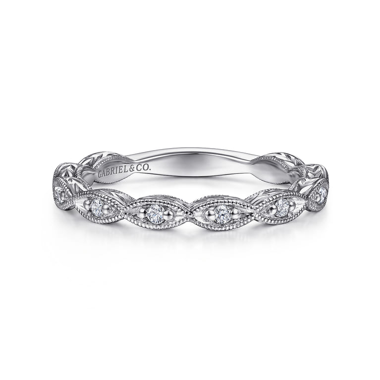 14K White Gold Matching Wedding Band - 0.12 ct - Shot 1