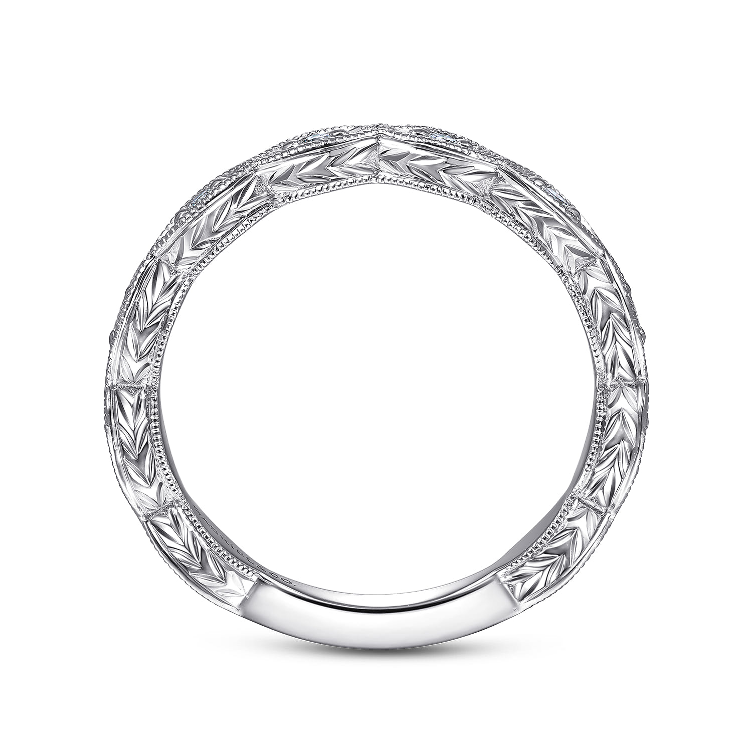 14K White Gold Matching Wedding Band - 0.12 ct - Shot 2