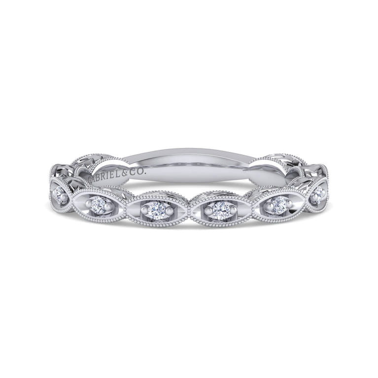 14K White Gold Matching Wedding Band - 0.13 ct - Shot 1