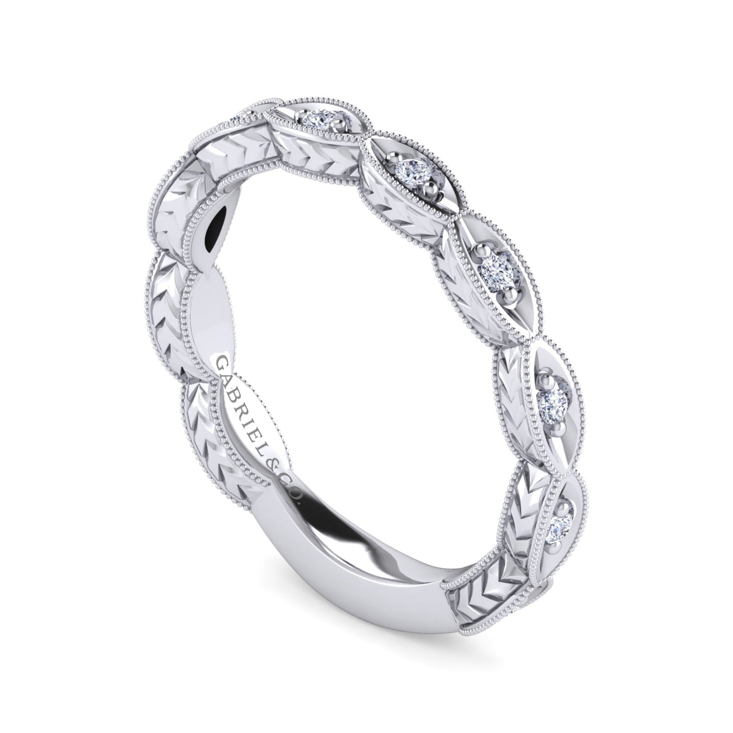 14K White Gold Matching Wedding Band - 0.13 ct - Shot 3