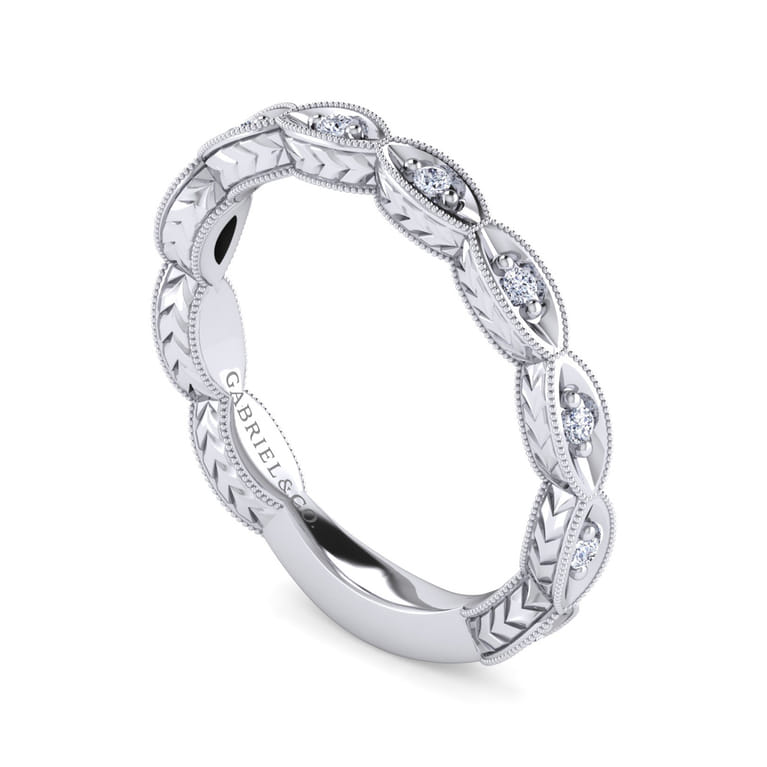 14K White Gold Matching Wedding Band - 0.13 ct - Shot 3