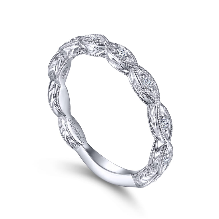 14K White Gold Matching Wedding Band - 0.12 ct - Shot 3