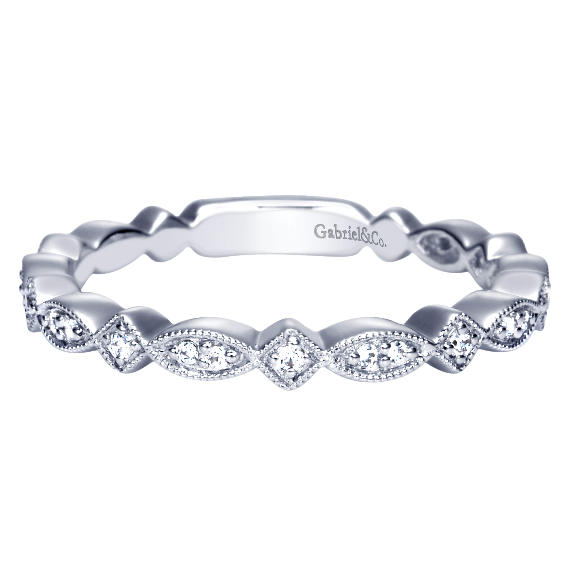 14K White Gold  Matching Wedding Band - 0.1 ct - Shot 1