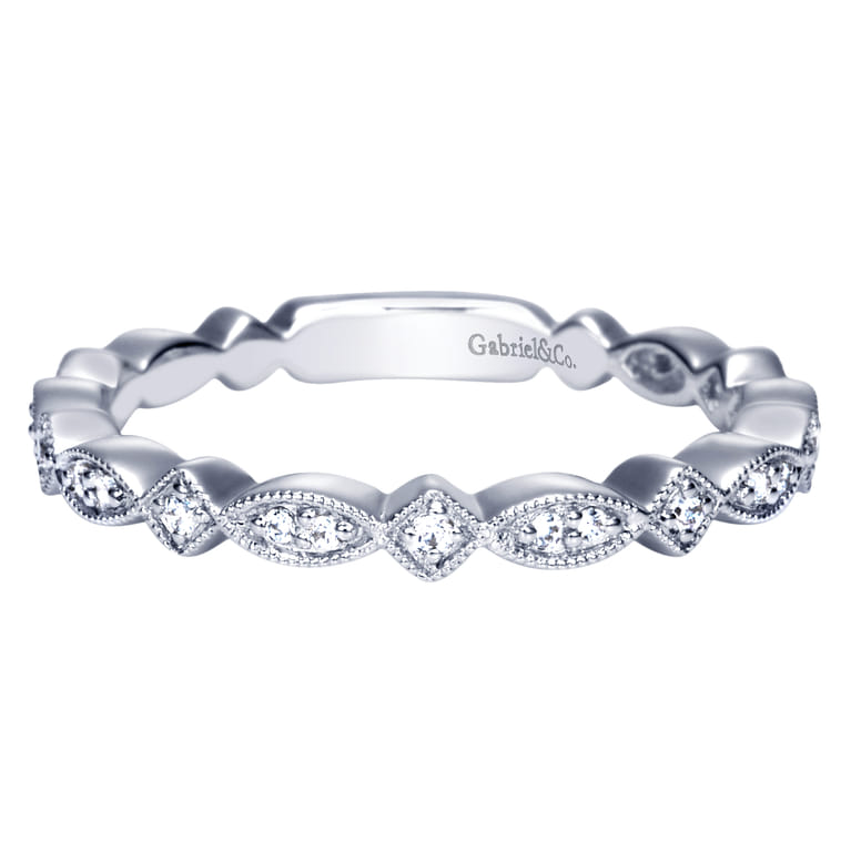 14K White Gold  Matching Wedding Band - 0.1 ct - Shot 1