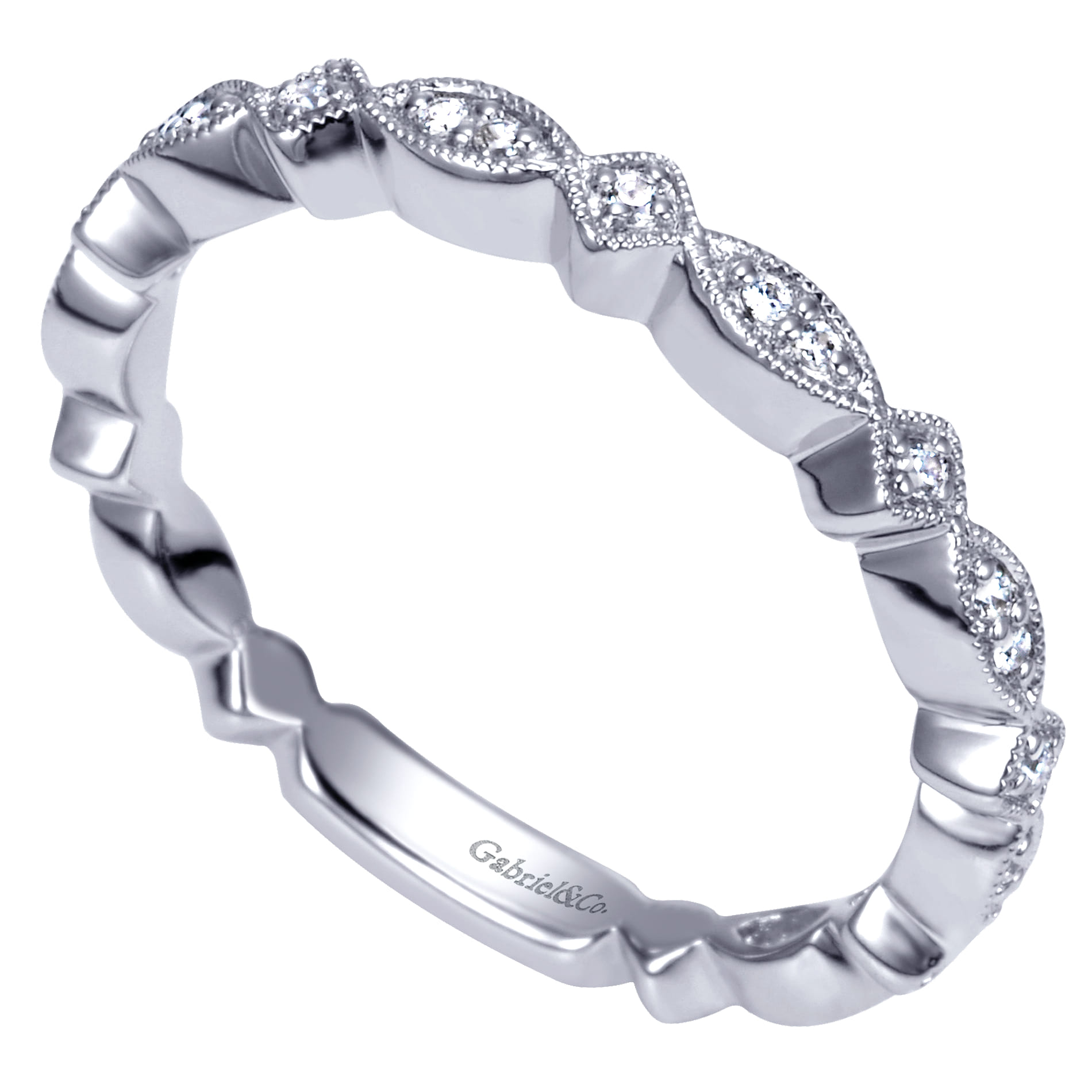 14K White Gold  Matching Wedding Band - 0.1 ct - Shot 3