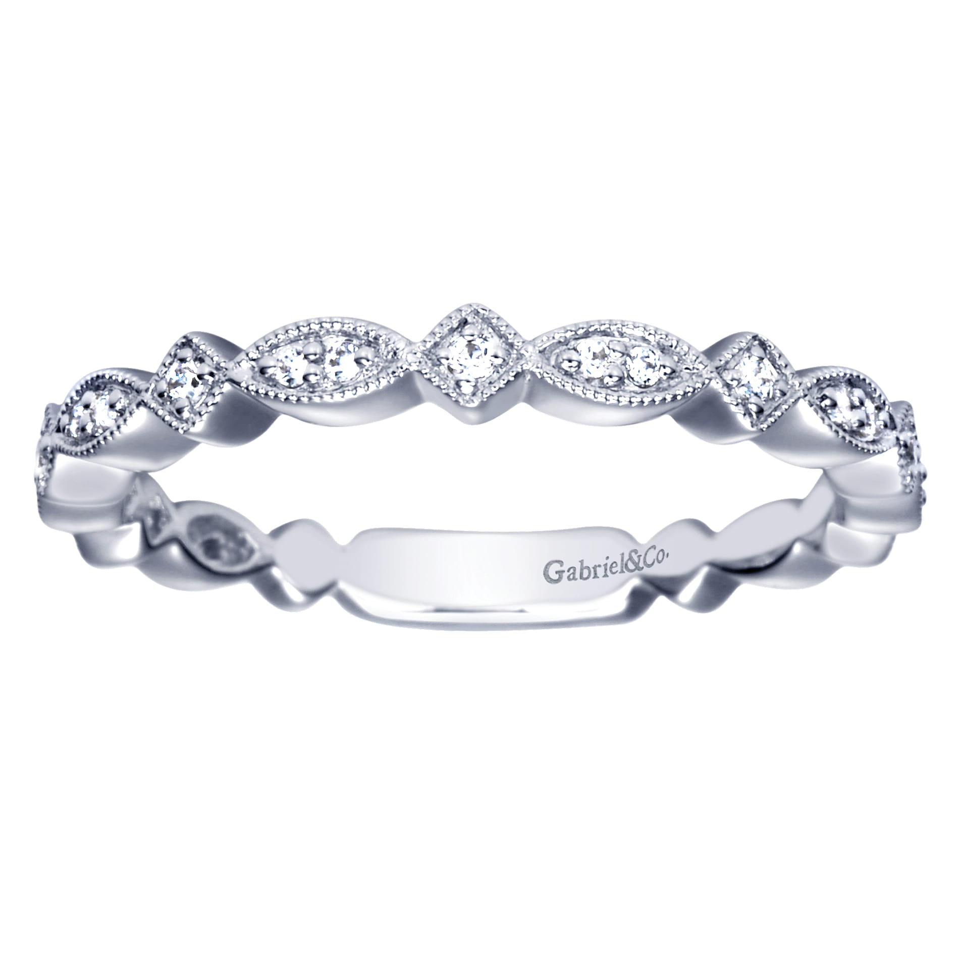 14K White Gold  Matching Wedding Band - 0.1 ct - Shot 4