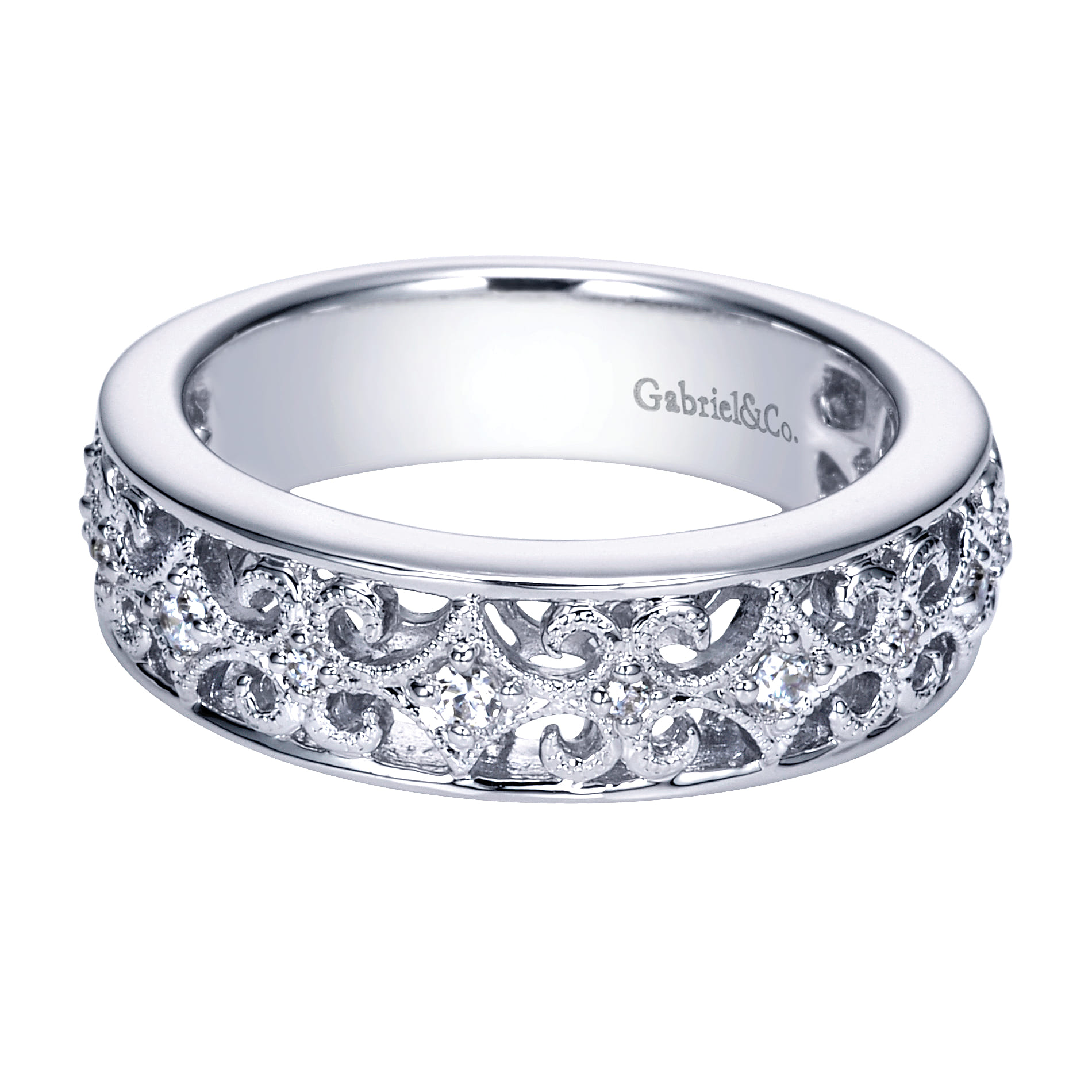14K White Gold  Matching Wedding Band - 0.16 ct - Shot 1