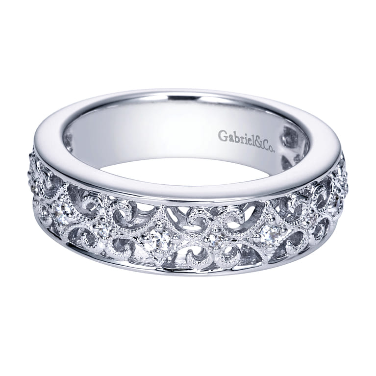 14K White Gold  Matching Wedding Band - 0.16 ct - Shot 1