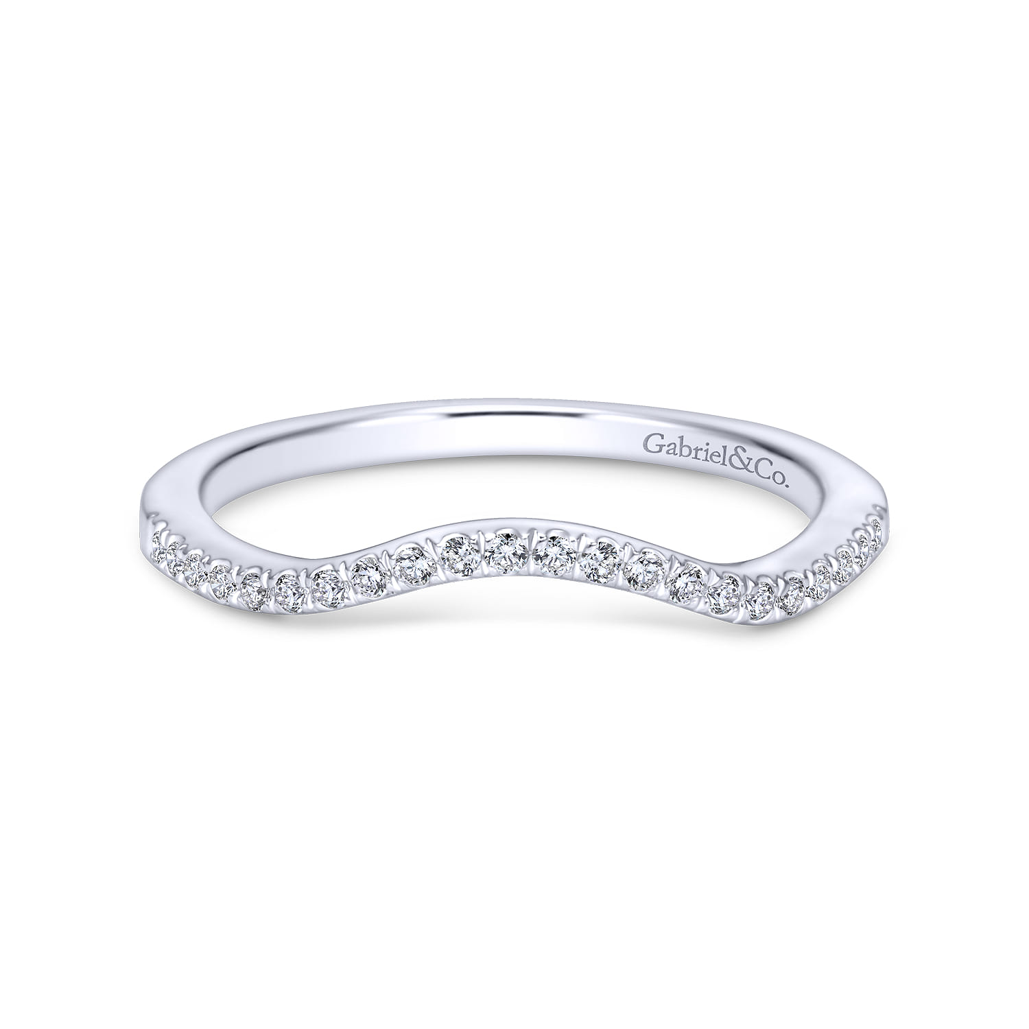 14K White Gold Matching Wedding Band - 0.12 ct - Shot 1
