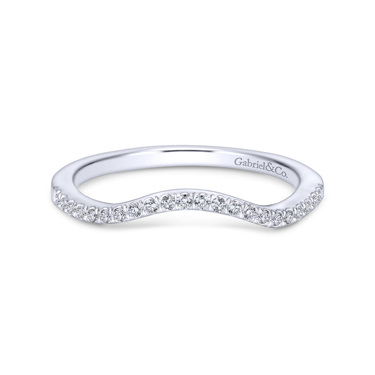 14K White Gold Matching Wedding Band - 0.12 ct - Shot 1