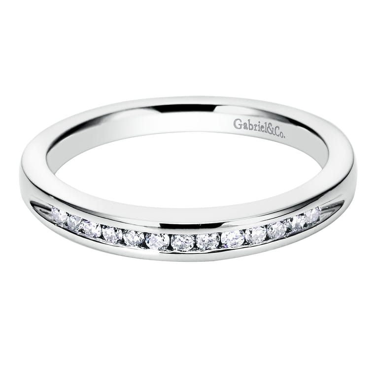14K White Gold  Matching Wedding Band - 0.14 ct - Shot 1