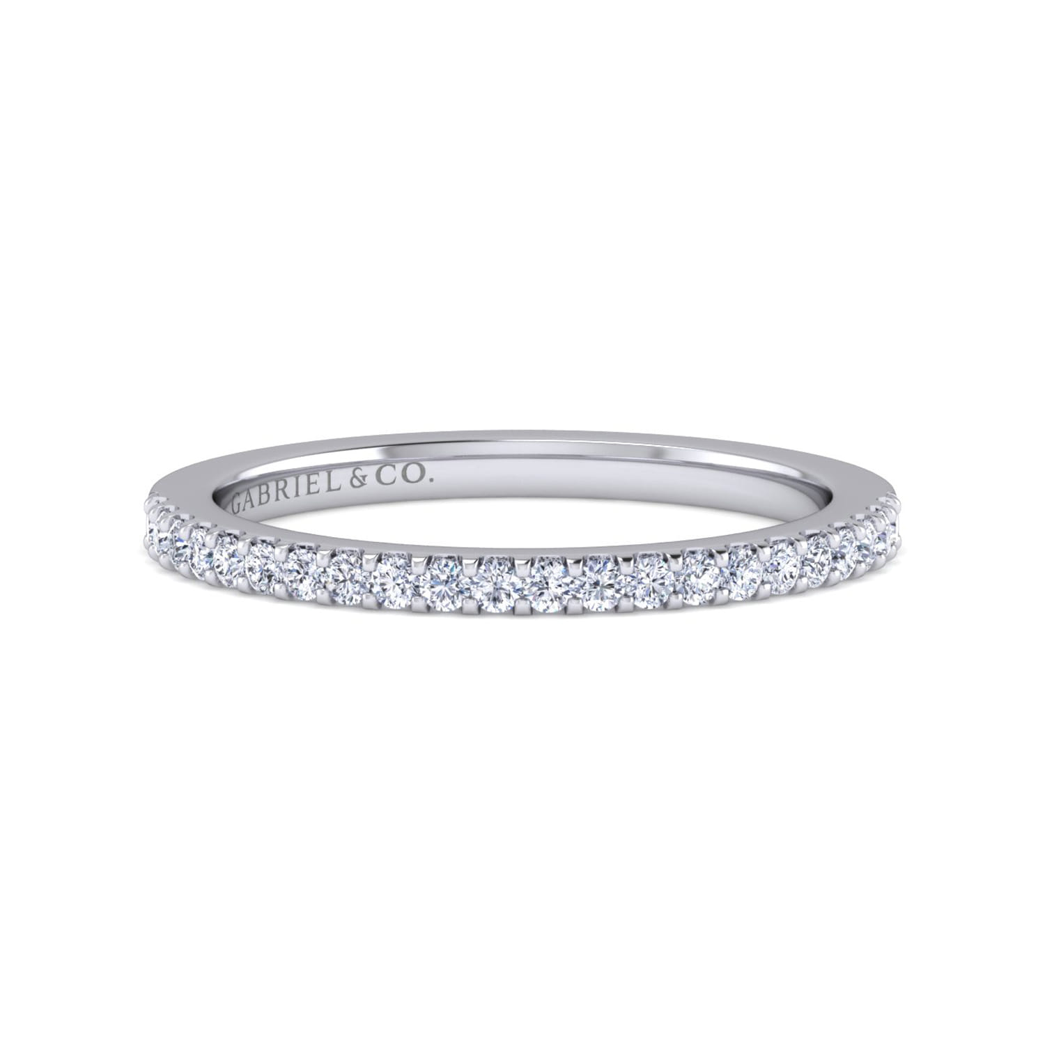 14K White Gold Matching Wedding Band - 0.18 ct - Shot 1