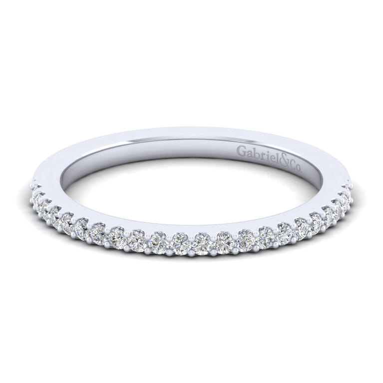 14K White Gold Matching Wedding Band - 0.18 ct - Shot 1