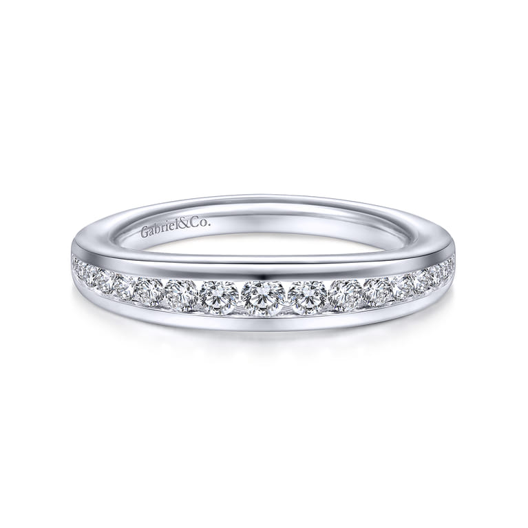 14K White Gold Matching Wedding Band - 0.38 ct - Shot 1