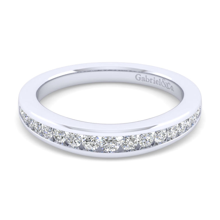 14K White Gold Matching Wedding Band - 0.38 ct - Shot 1