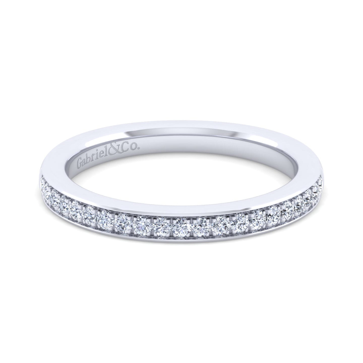 14K White Gold Matching Wedding Band - 0.2 ct - Shot 1