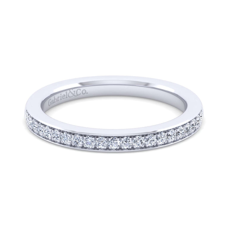 14K White Gold Matching Wedding Band - 0.2 ct - Shot 1