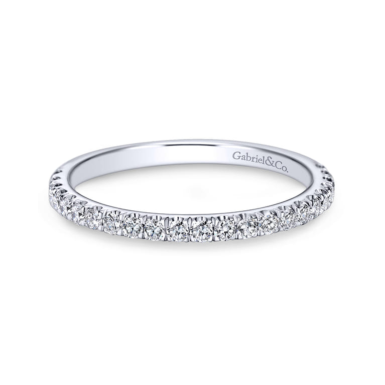 14K White Gold Matching Wedding Band - 0.28 ct - Shot 1