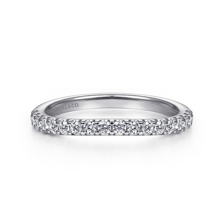 14K White Gold Matching Wedding Band - 0.14 ct - Shot 1