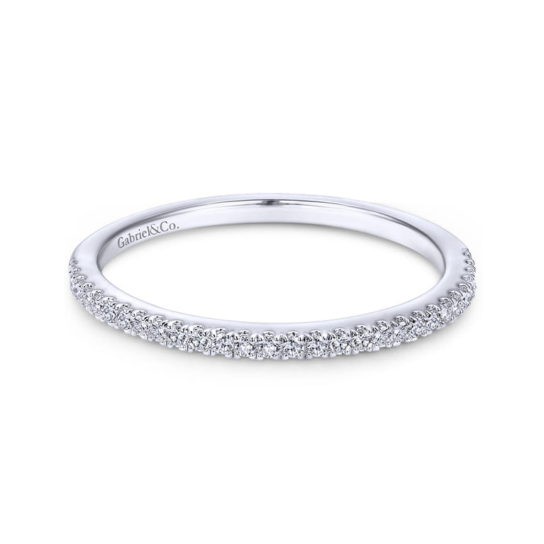 14K White Gold Matching Wedding Band - 0.14 ct - Shot 1