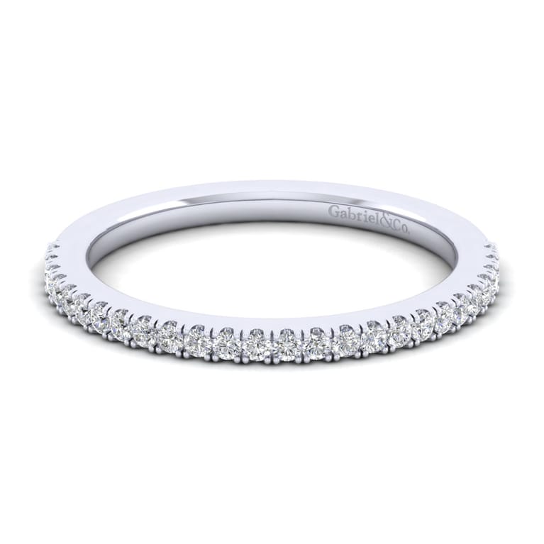 14K White Gold Matching Wedding Band - 0.25 ct - Shot 1