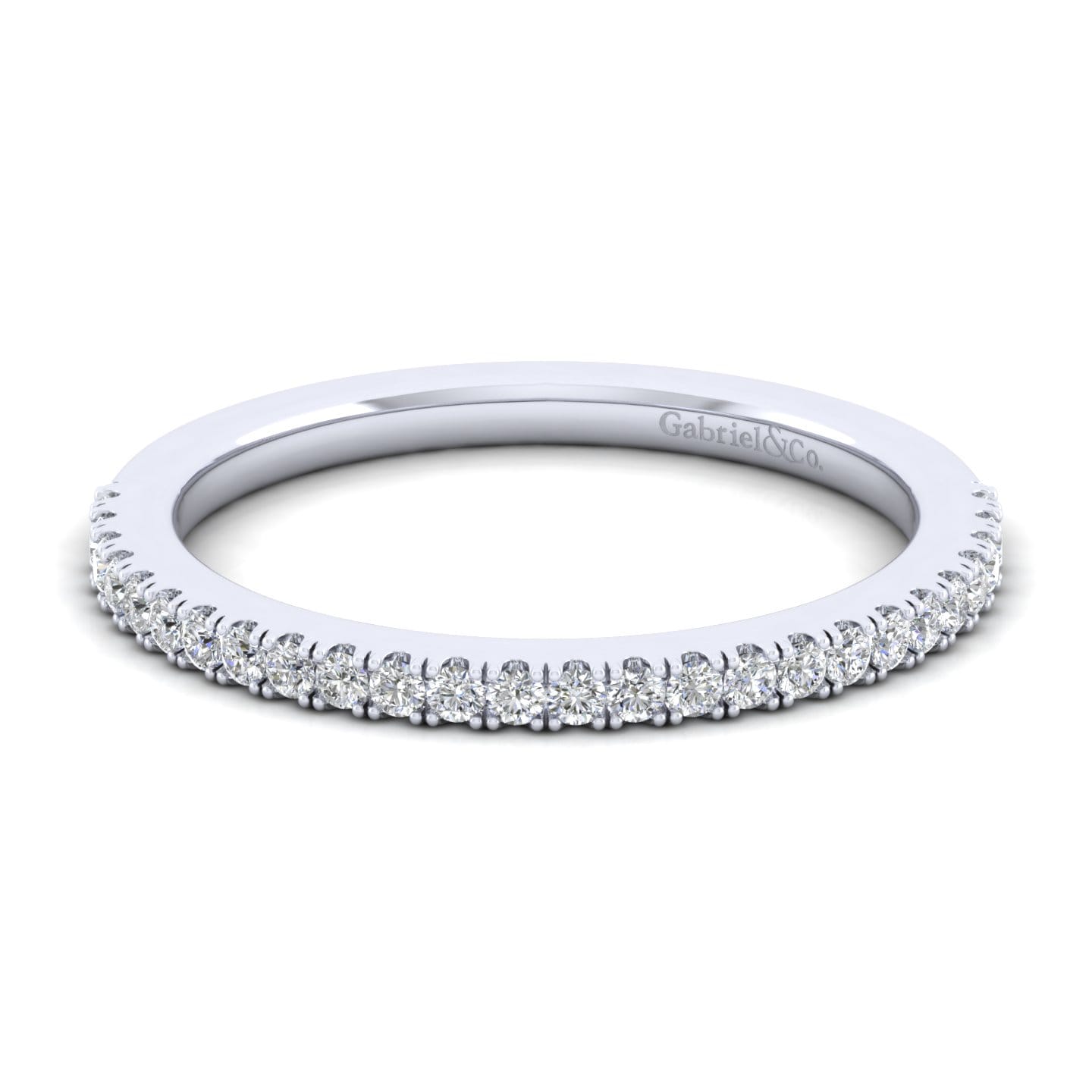 14K White Gold Matching Wedding Band - 0.25 ct - Shot 1