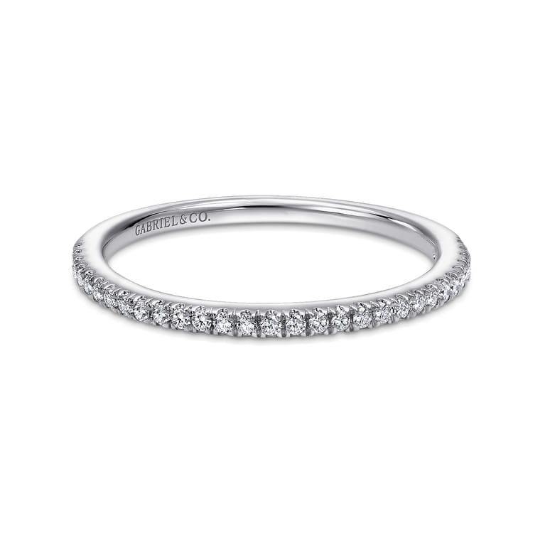 14K White Gold Matching Wedding Band - 0.14 ct - Shot 1