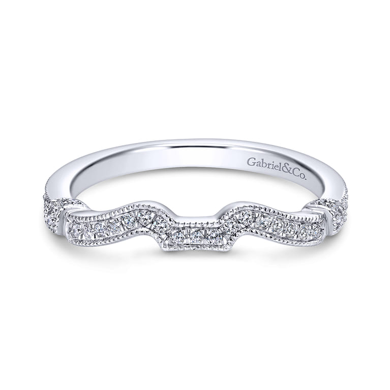 14K White Gold Matching Wedding Band - 0.13 ct - Shot 1