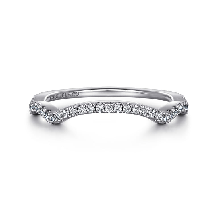 14K White Gold Matching Wedding Band - 0.14 ct - Shot 1