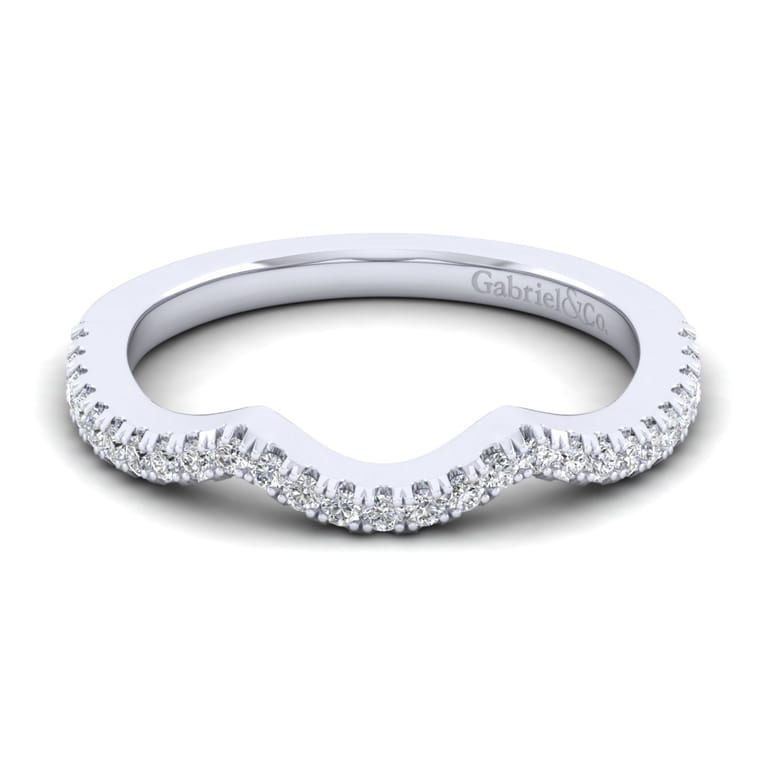 14K White Gold Matching Wedding Band - 0.18 ct - Shot 1