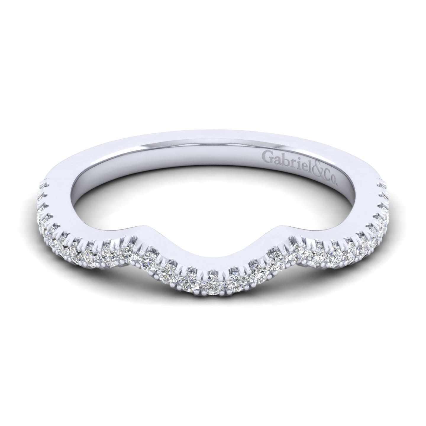 14K White Gold Matching Wedding Band - 0.18 ct - Shot 1