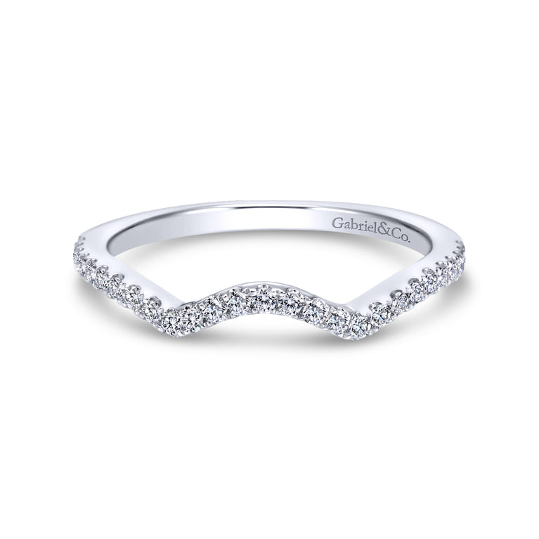 14K White Gold Matching Wedding Band - 0.18 ct - Shot 1