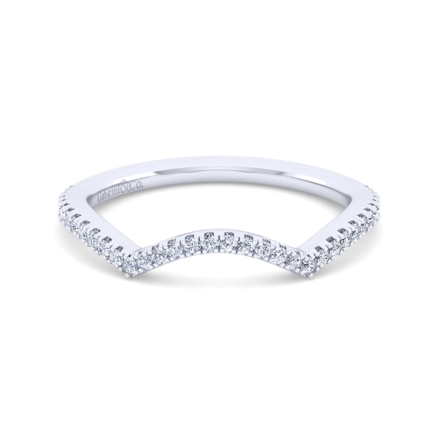 14K White Gold Matching Wedding Band - 0.16 ct - Shot 1