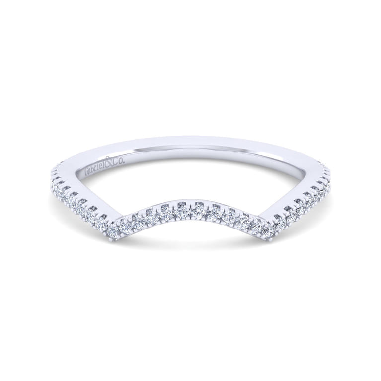 14K White Gold Matching Wedding Band - 0.16 ct - Shot 1